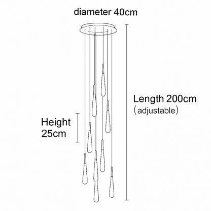 Lustre Goutte d'Eau Dorée Cristal Art Déco HomeLover