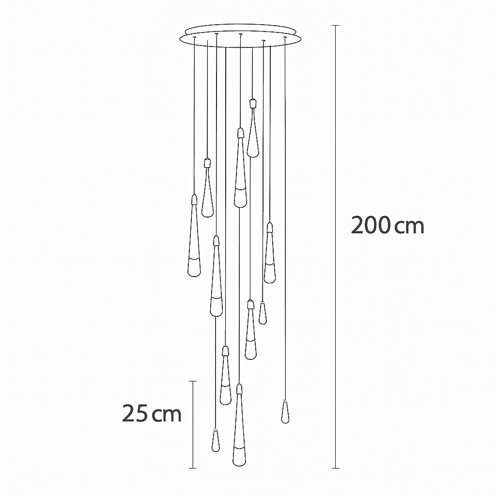 Lustre Goutte d'Eau Dorée Cristal Art Déco HomeLover