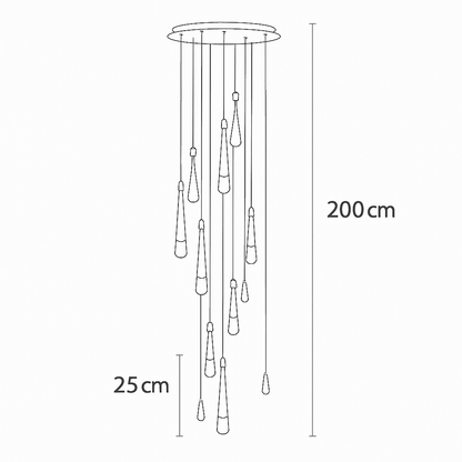 Lustre Goutte d'Eau Dorée Cristal Art Déco HomeLover