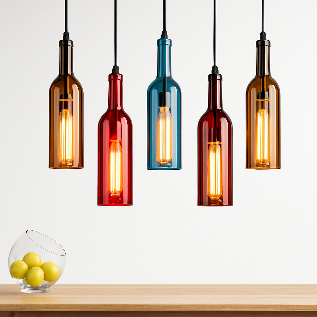 Lustre Bouteille de Vin Design Verre & Fer