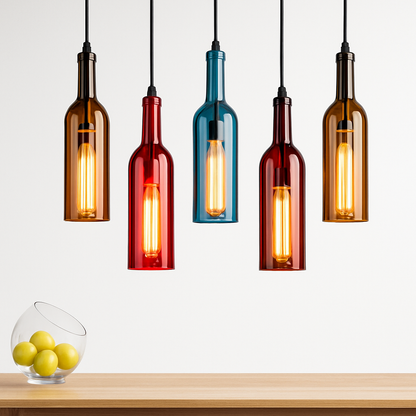 Lustre Bouteille de Vin Design Verre & Fer