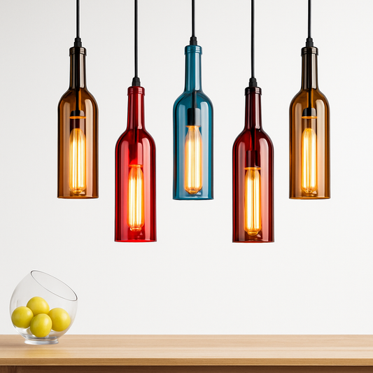 Lustre Bouteille de Vin Design Verre & Fer