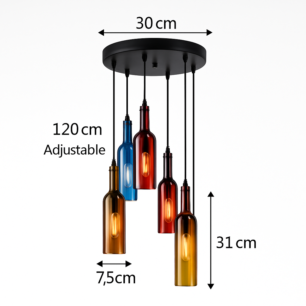 Lustre Bouteille de Vin Design Verre & Fer