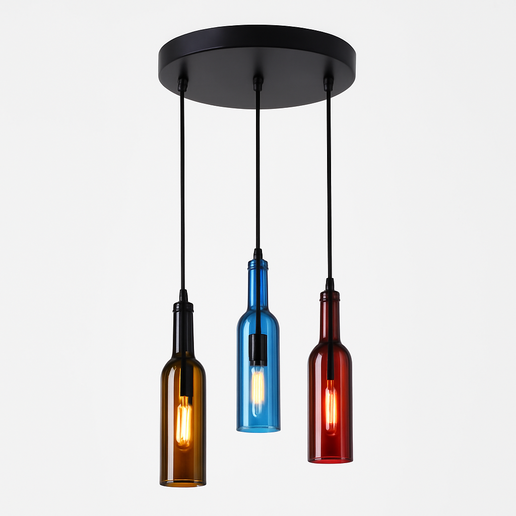 Lustre Bouteille de Vin Design Verre & Fer