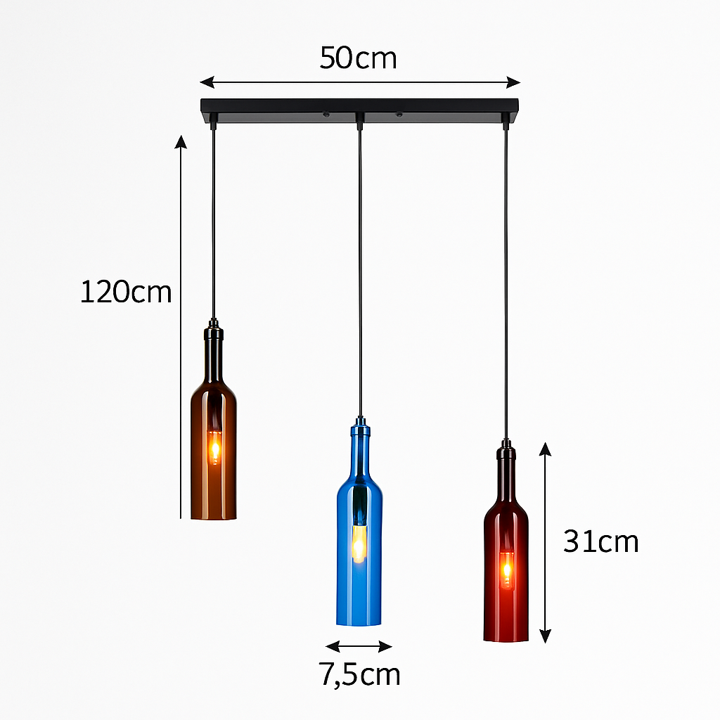 Lustre Bouteille de Vin Design Verre & Fer