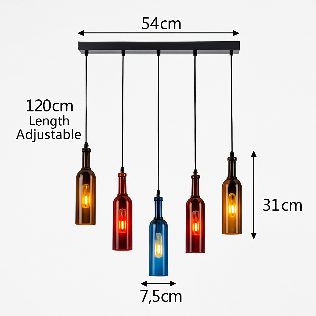 Lustre Bouteille de Vin Design Verre & Fer