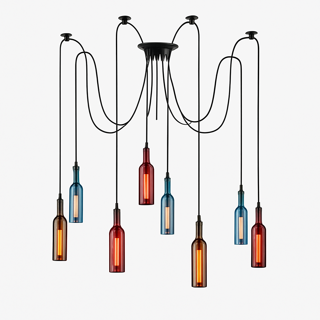 Lustre Bouteille de Vin Design Verre & Fer