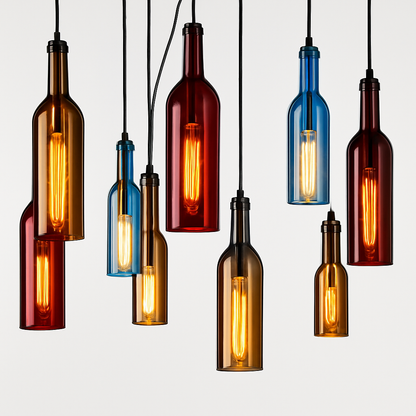 Lustre Bouteille de Vin Design Verre & Fer