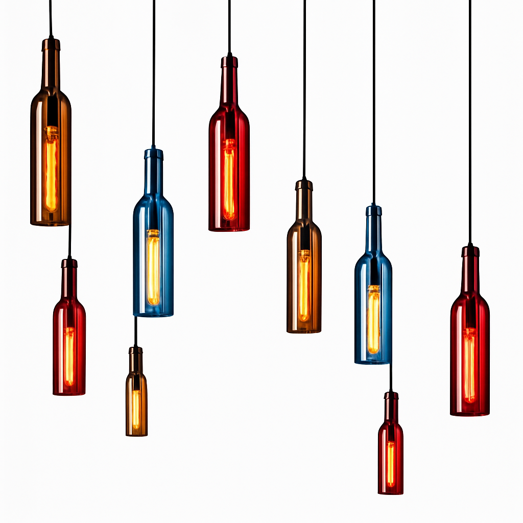 Lustre Bouteille de Vin Design Verre & Fer