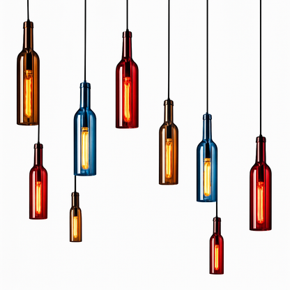 Lustre Bouteille de Vin Design Verre & Fer