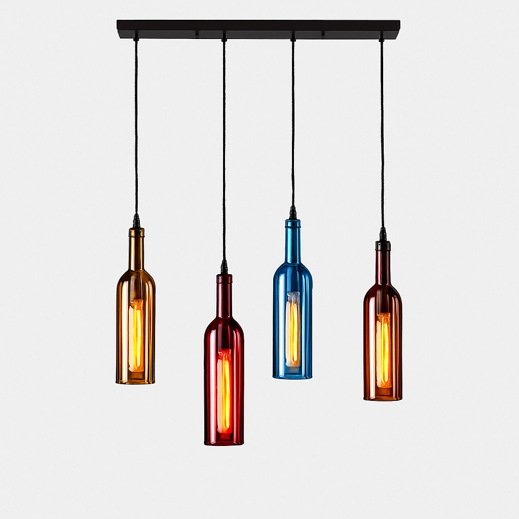 Lustre Bouteille de Vin Design Verre & Fer