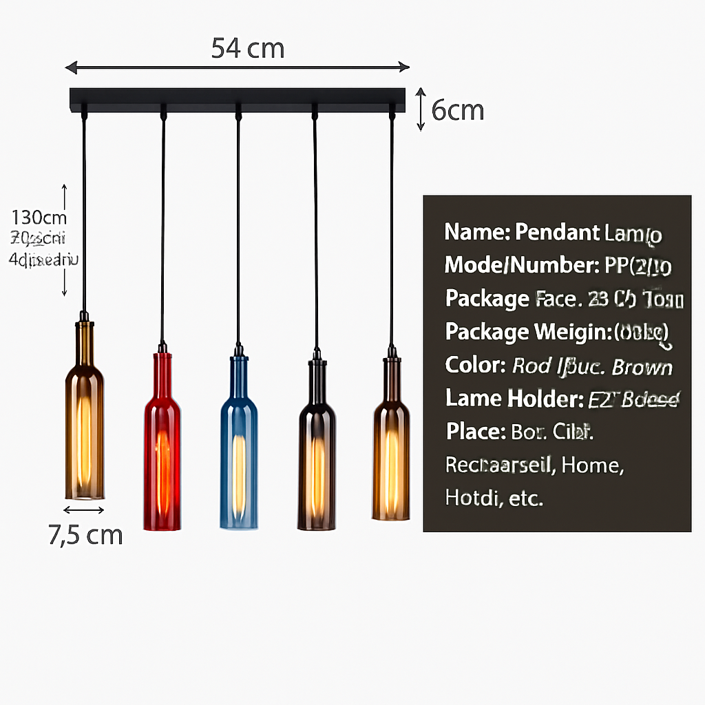 Lustre Bouteille de Vin Design Verre & Fer
