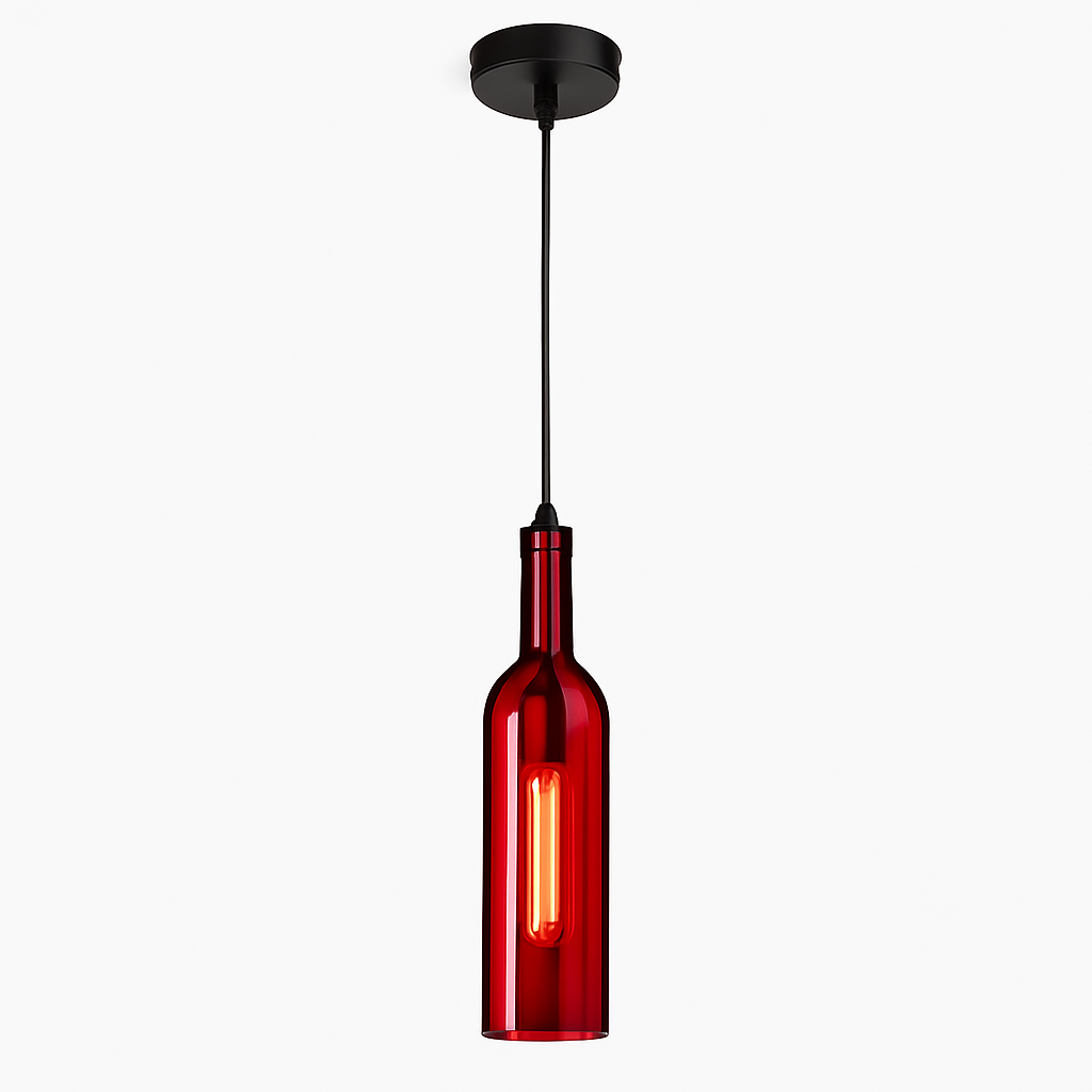 Lustre Bouteille de Vin Design Verre & Fer