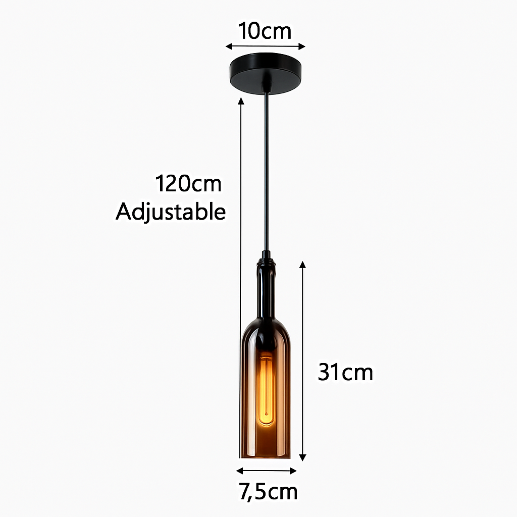 Lustre Bouteille de Vin Design Verre & Fer