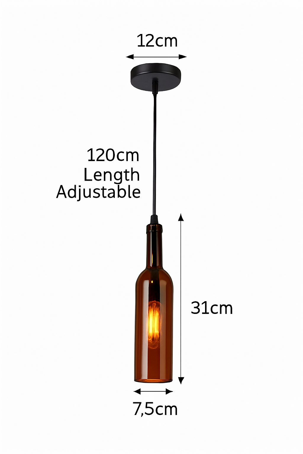 Lustre Bouteille de Vin Design Verre & Fer