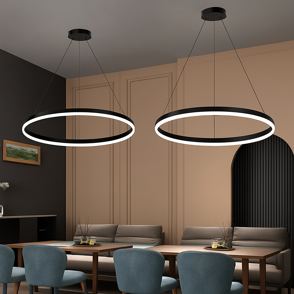 Lustre LED Anneau Moderne Chrome Poli