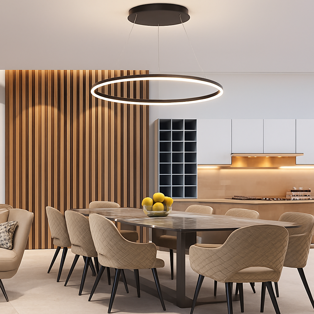 Lustre LED Anneau Moderne Chrome Poli