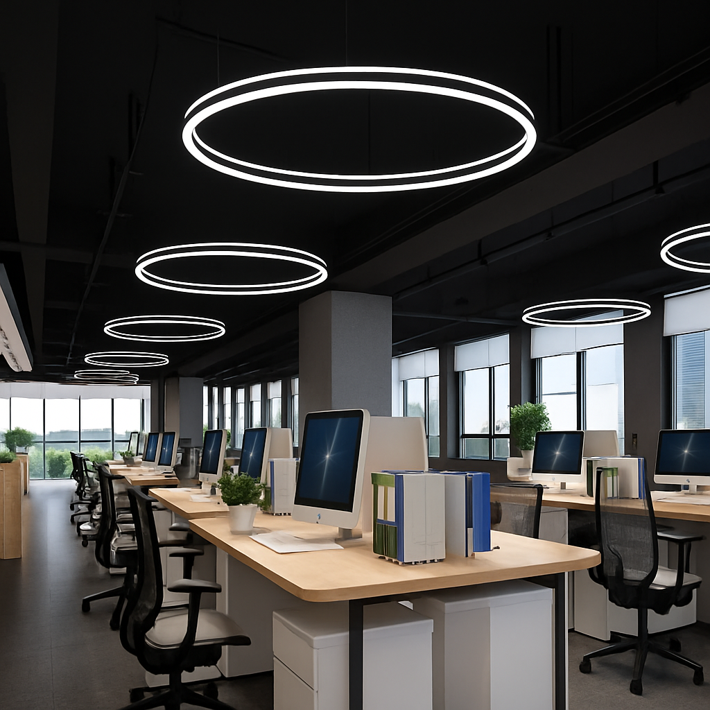 Lustre LED Anneau Moderne Chrome Poli