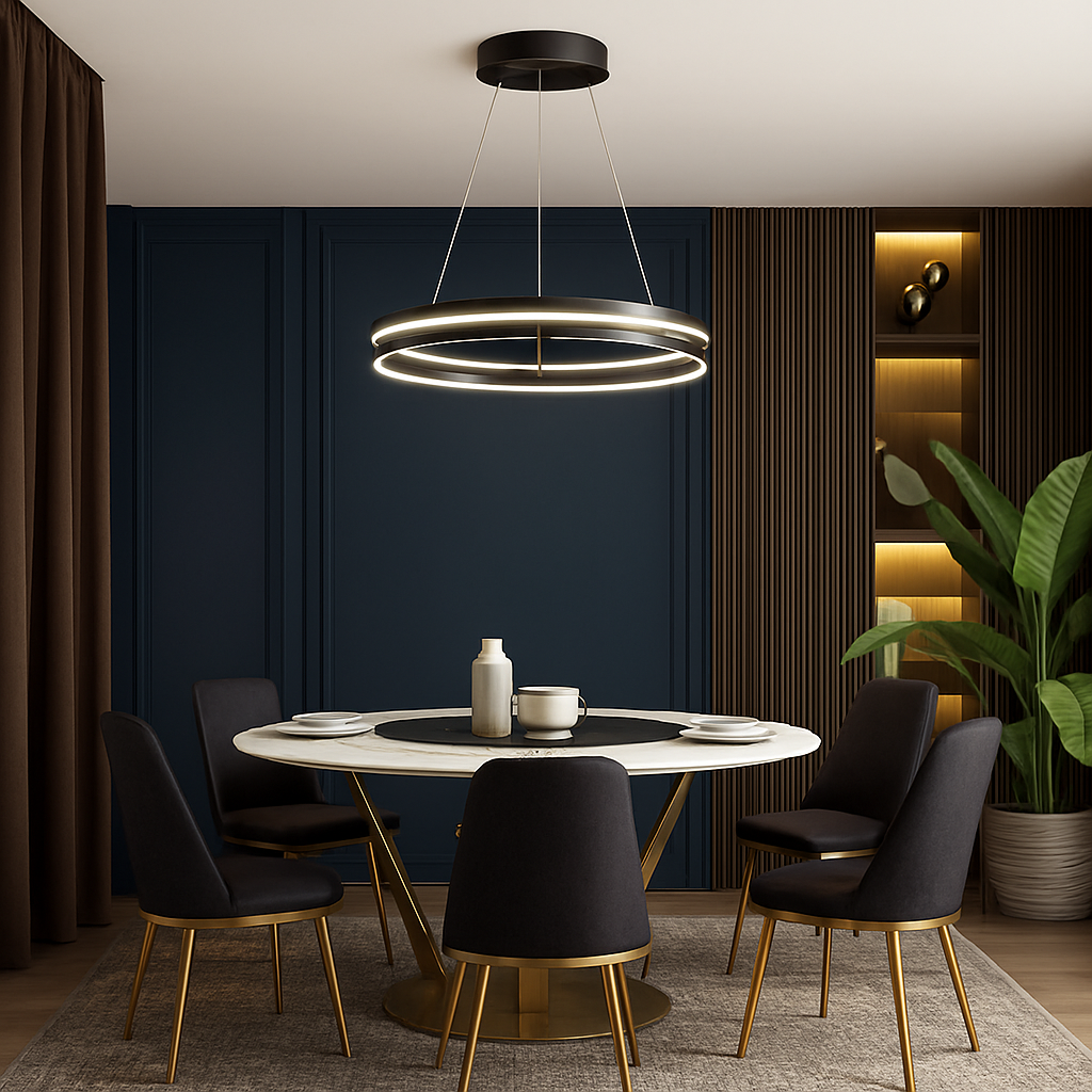 Lustre LED Anneau Moderne Chrome Poli