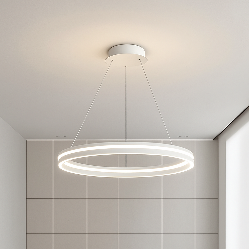 Lustre LED Anneau Moderne Chrome Poli