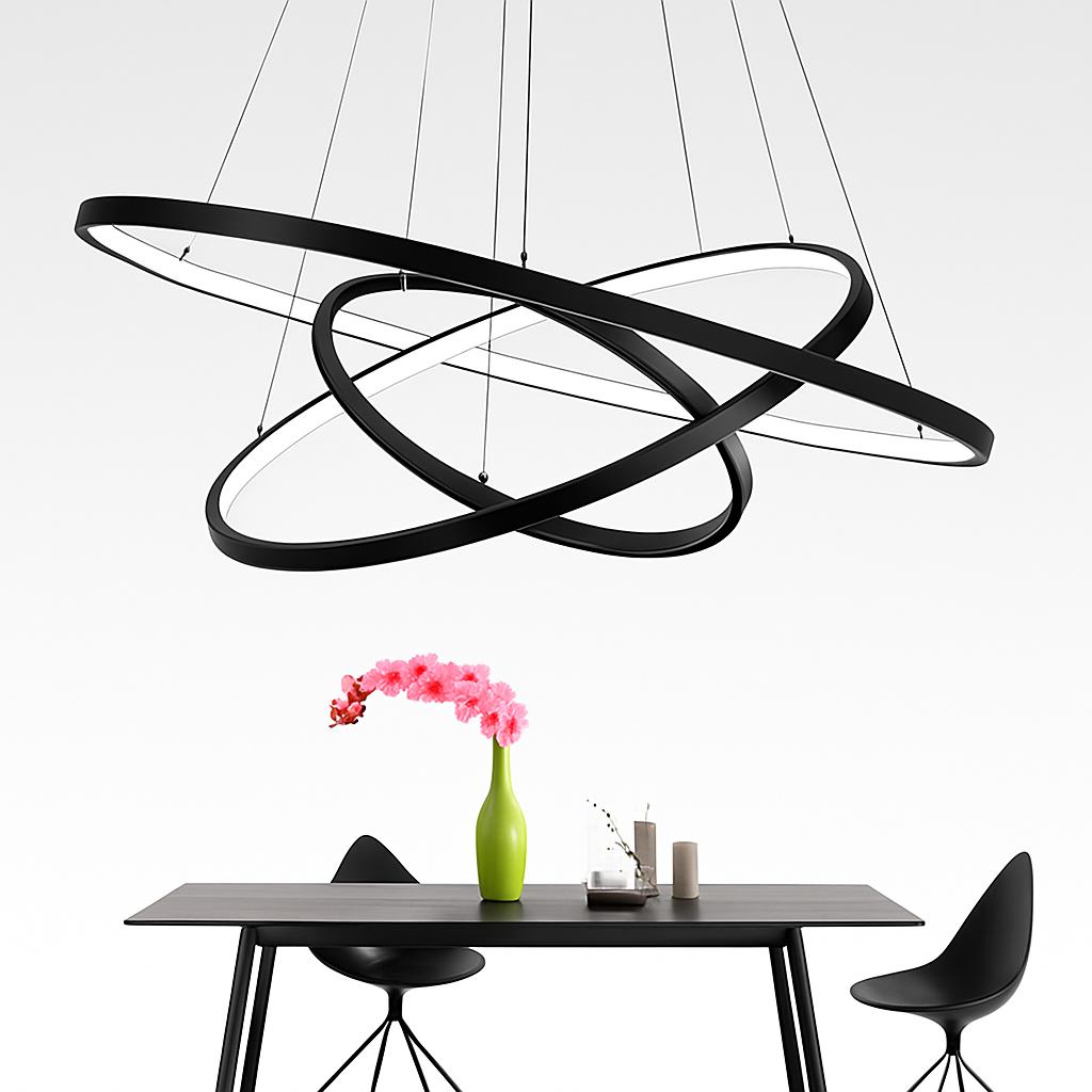 Lustre LED Design Anneaux Suspendus