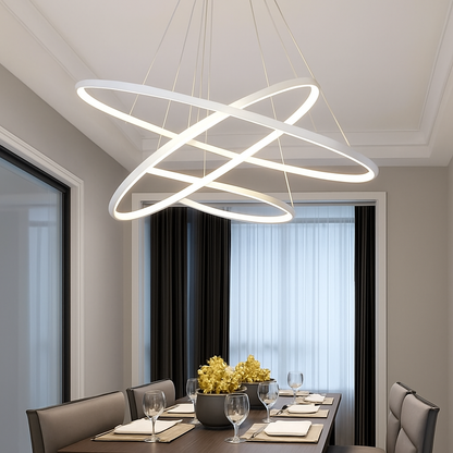 Lustre LED Design Anneaux Suspendus