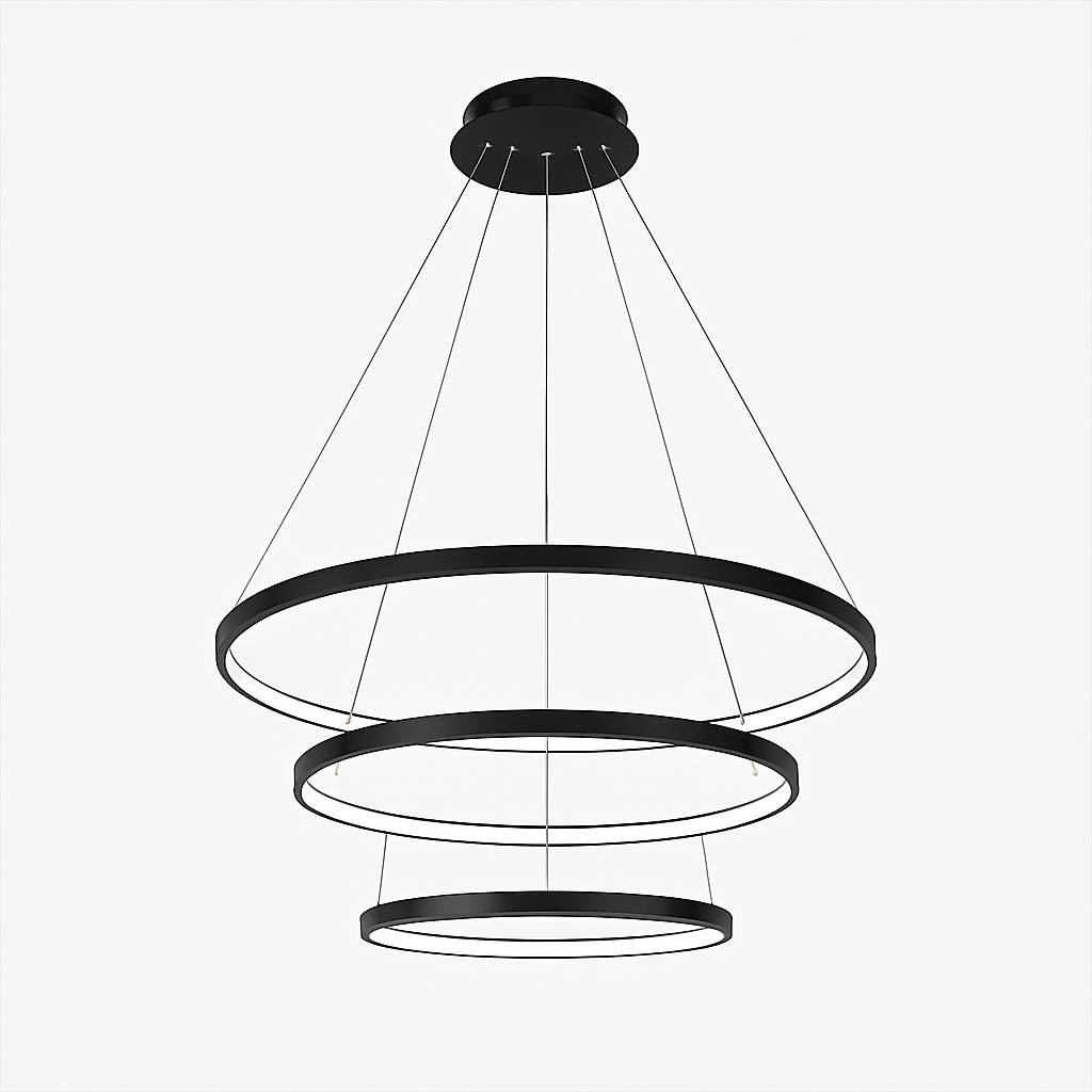 Lustre LED Design Anneaux Suspendus