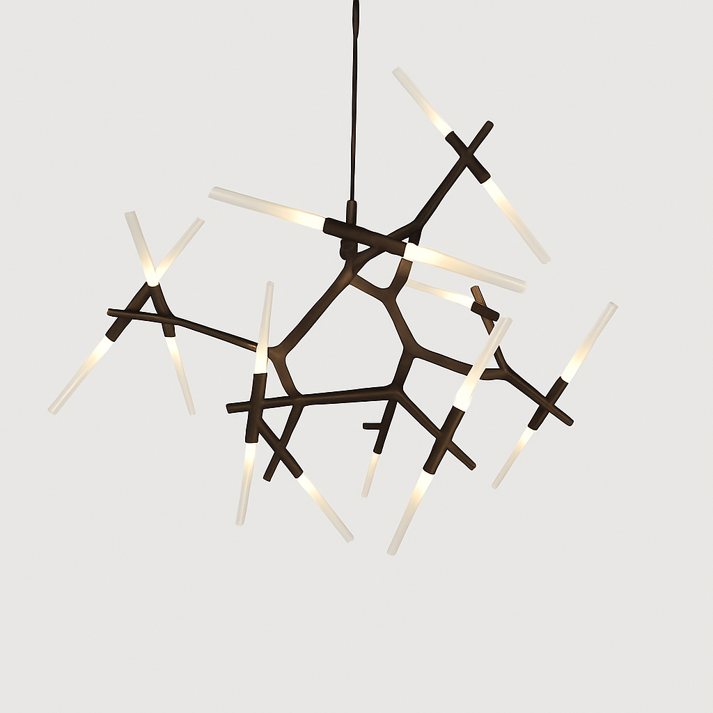 Lustre Design "Arts" : Noir ou Doré, Éclairage Sculptural