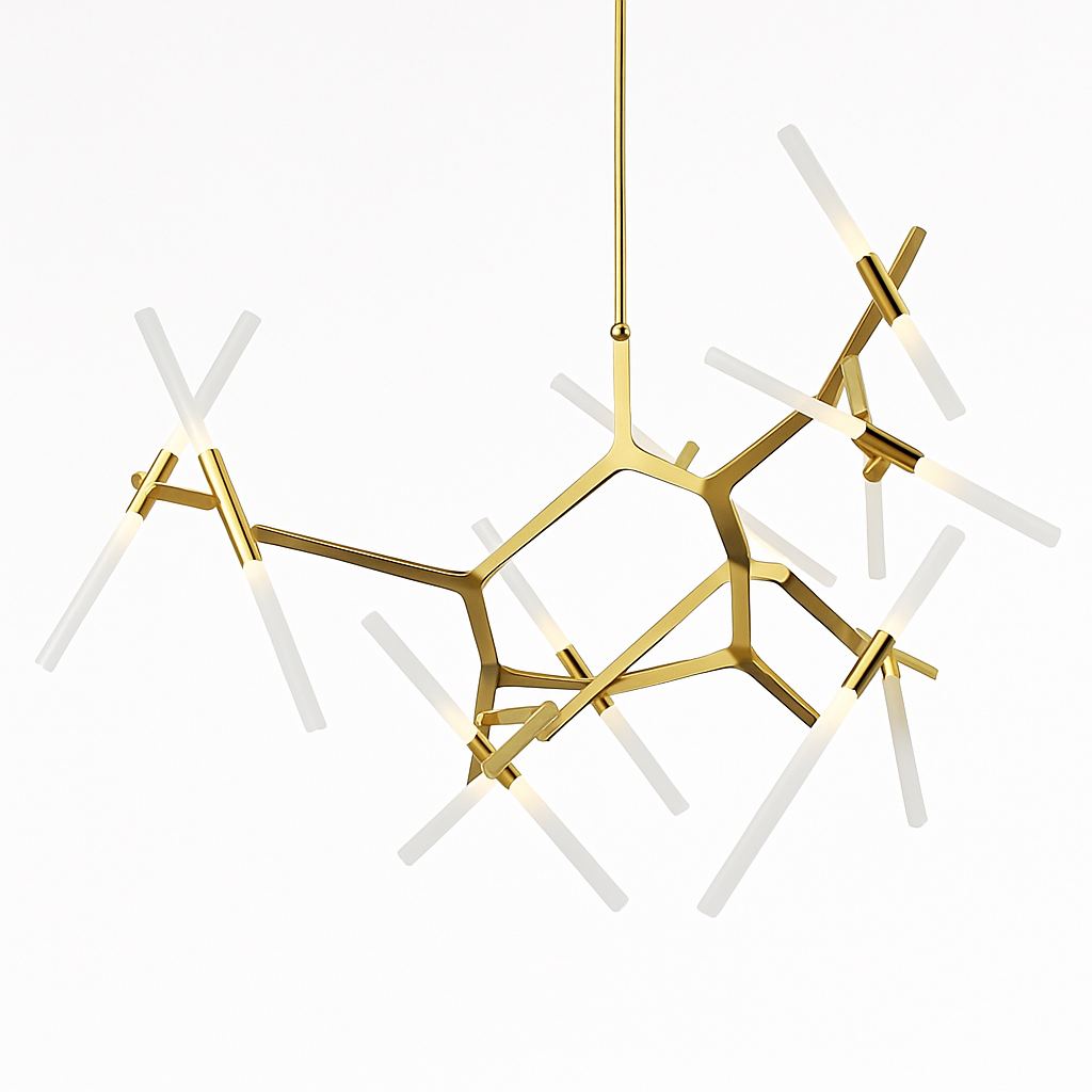Lustre Design "Arts" : Noir ou Doré, Éclairage Sculptural