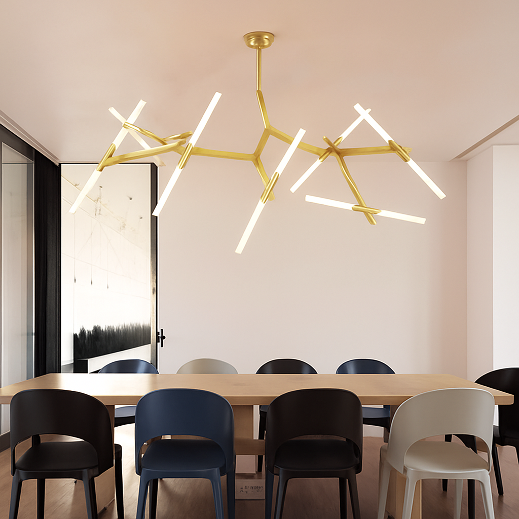 Lustre Design "Arts" : Noir ou Doré, Éclairage Sculptural
