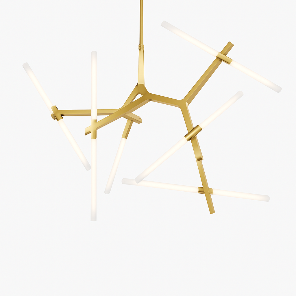 Lustre Design "Arts" : Noir ou Doré, Éclairage Sculptural