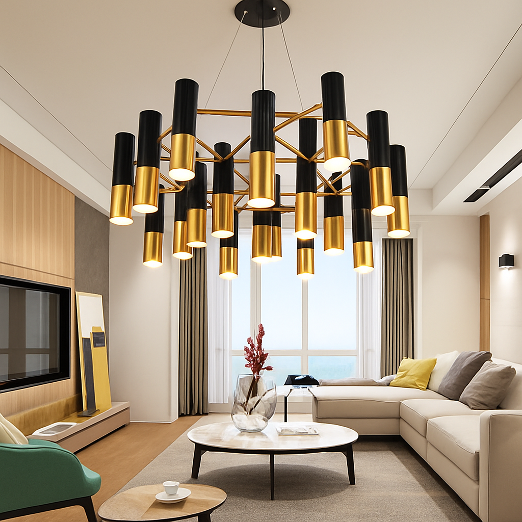 Lustre Design Italy Métal Noir & Doré
