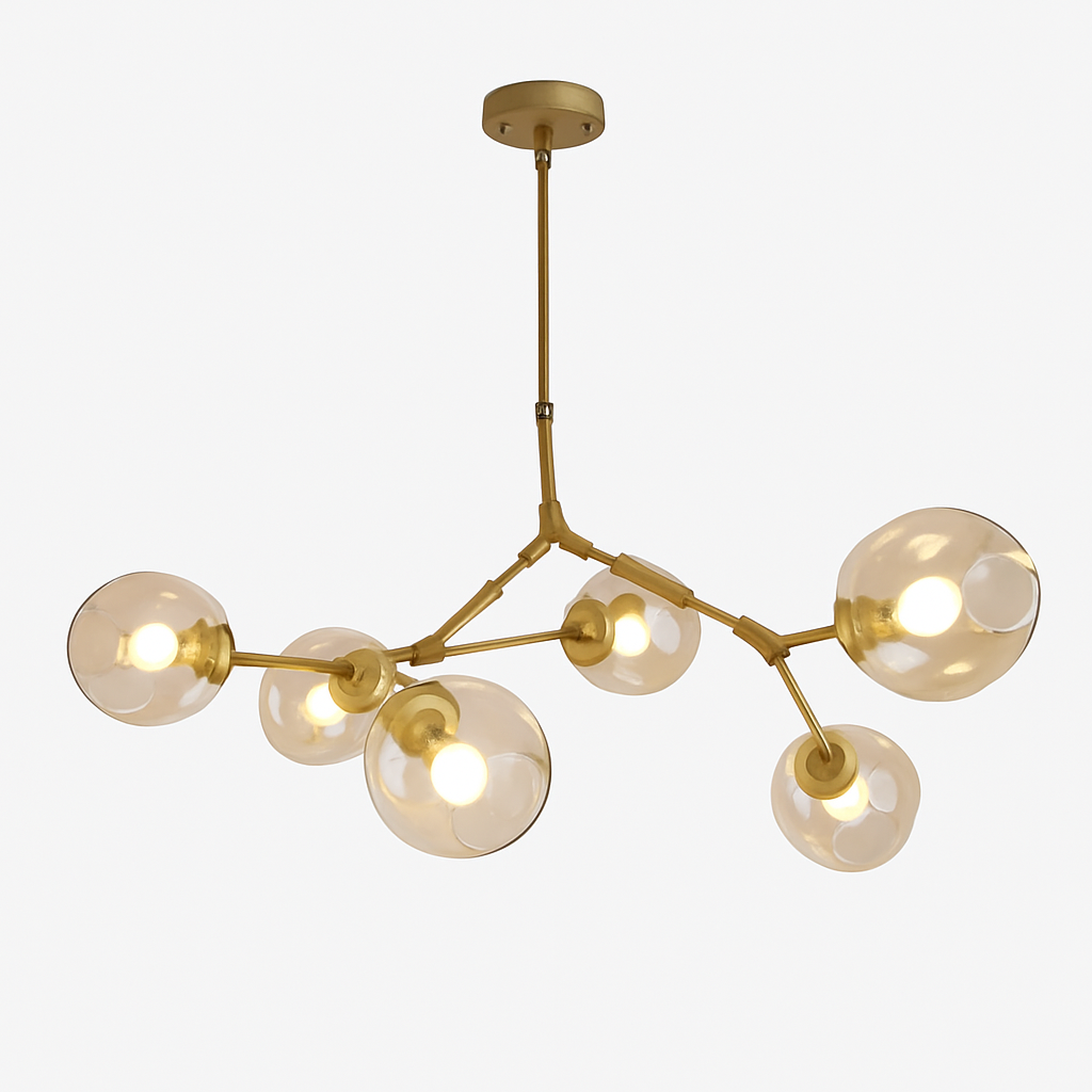 Lustre Design Doré Lindsey XXL Verre & Métal