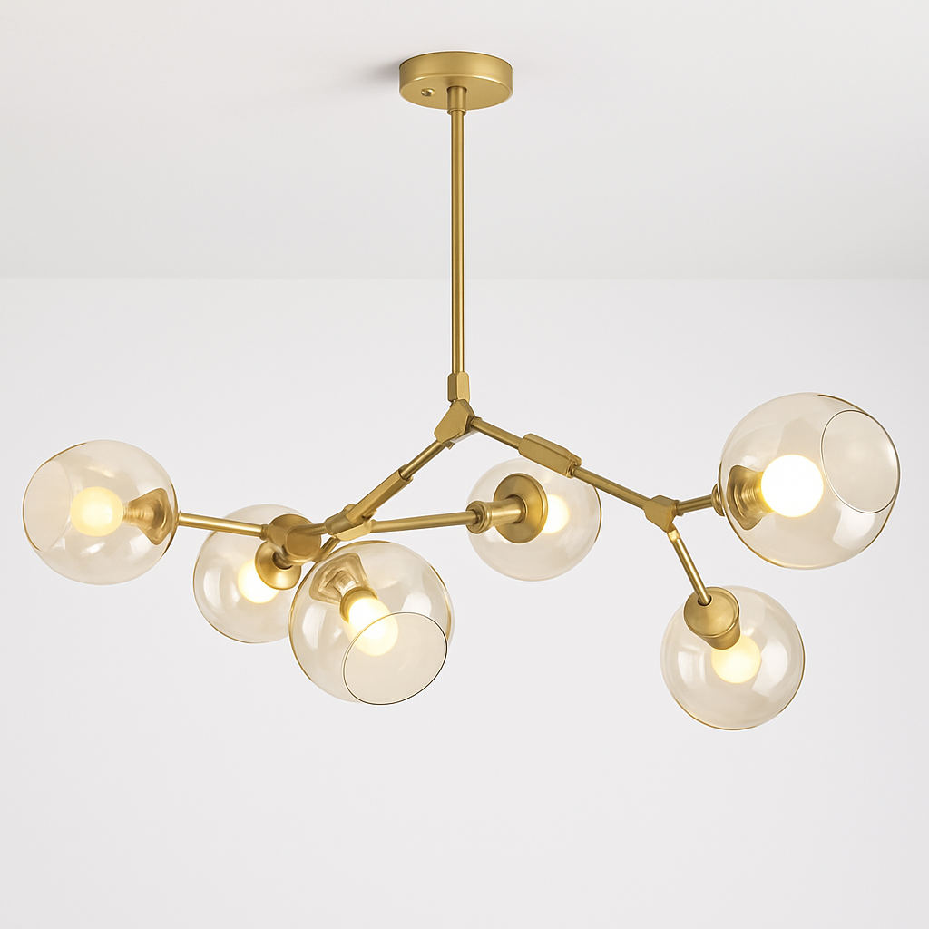 Lustre Design Doré Lindsey XXL Verre & Métal