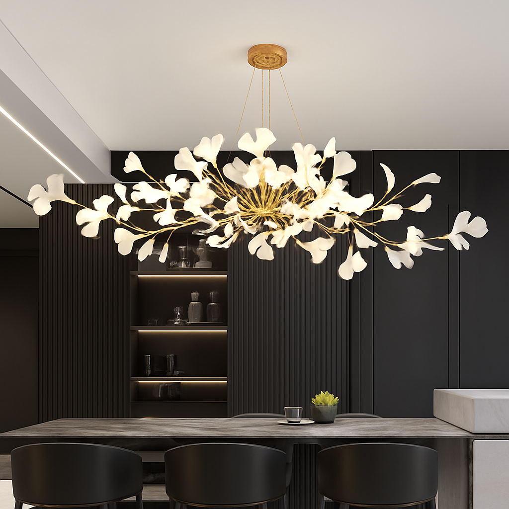 Lustre Design Céramique Dorée Naturelle