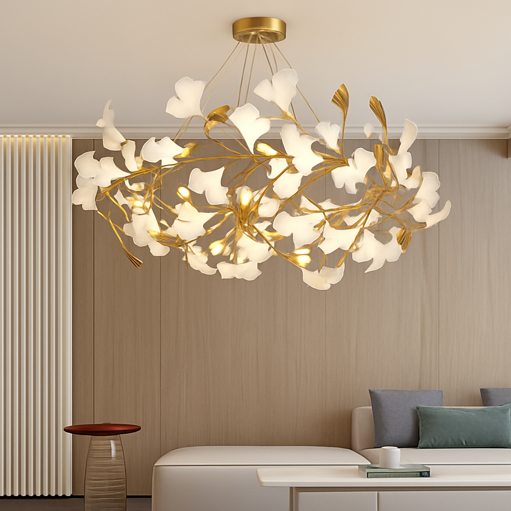 Lustre Design Céramique Dorée Naturelle