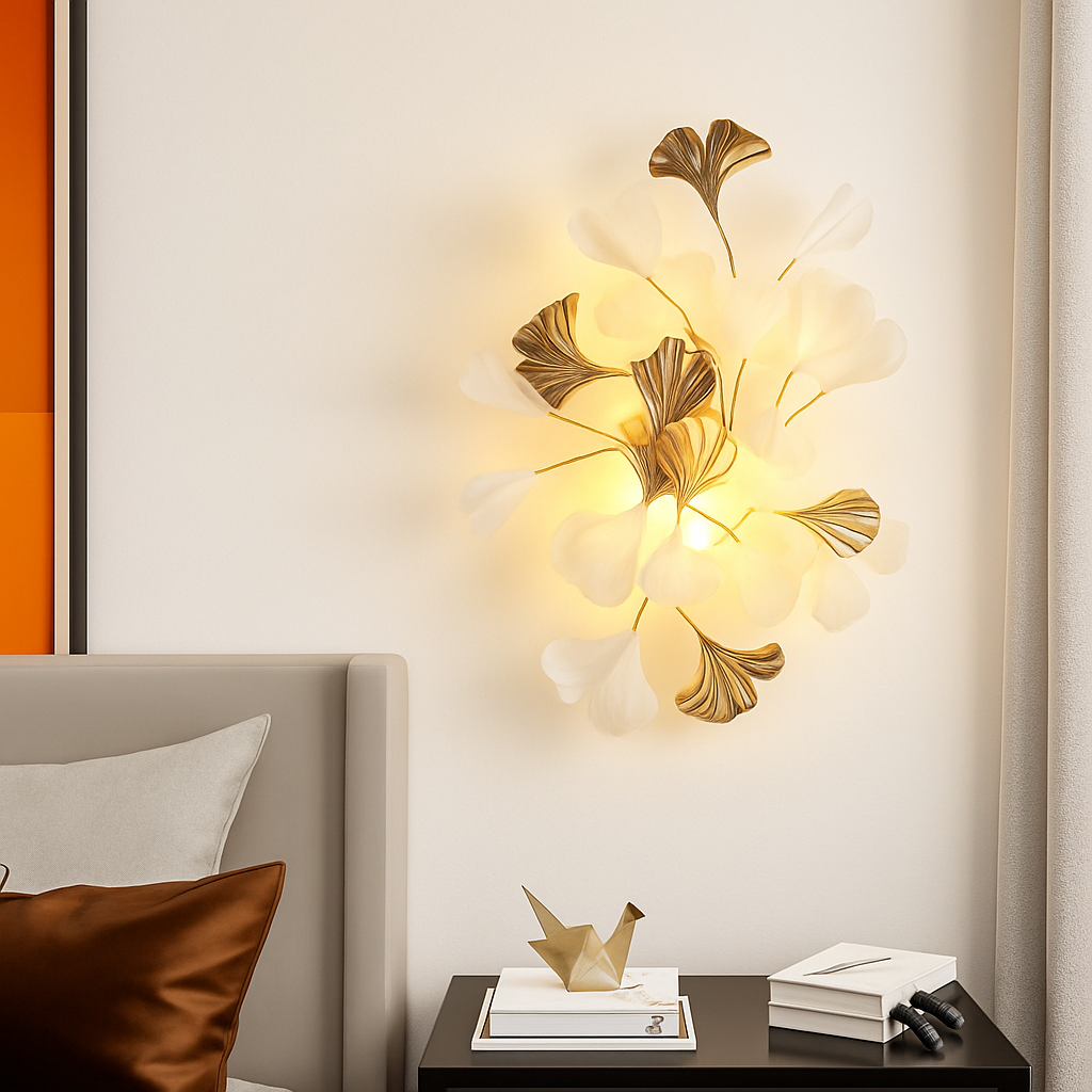 Lustre Design Céramique Dorée Naturelle
