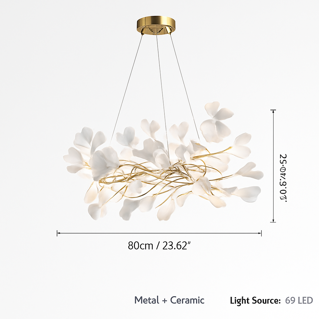 Lustre Design Céramique Dorée Naturelle