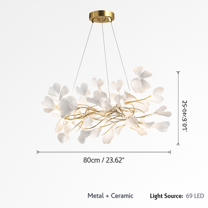 Lustre Design Céramique Dorée Naturelle