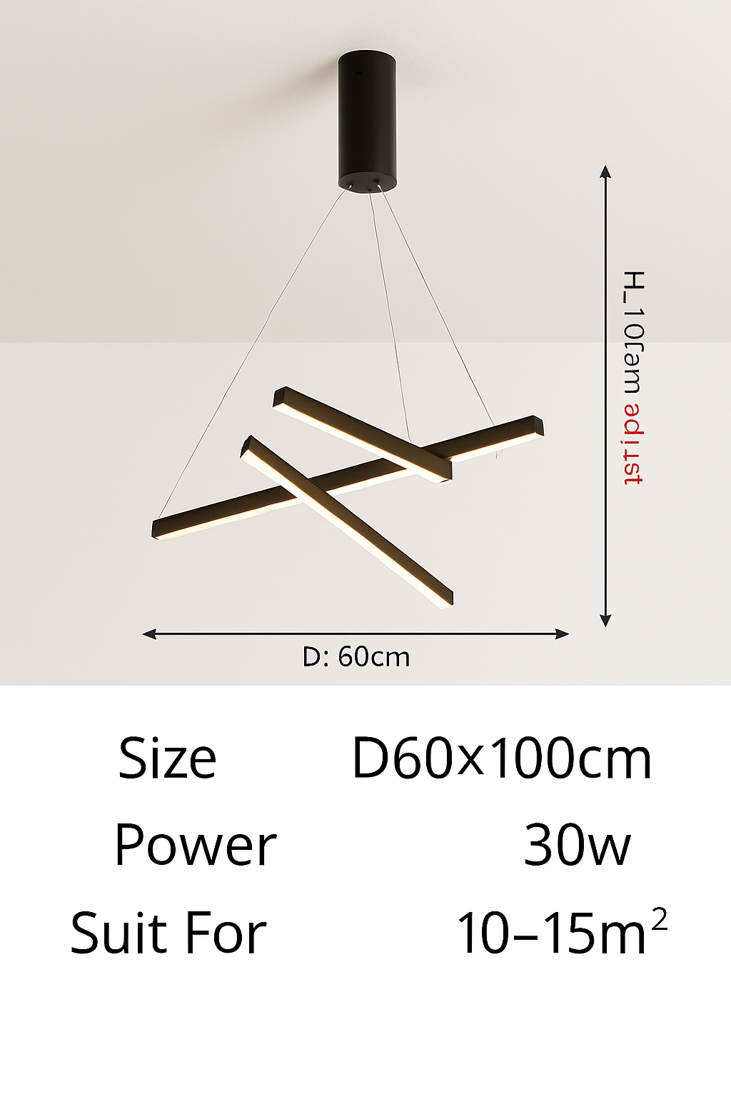Lustre LED Design Solana Noir Aluminium
