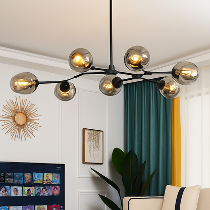 Lustre LED Beans Design Métal & Verre