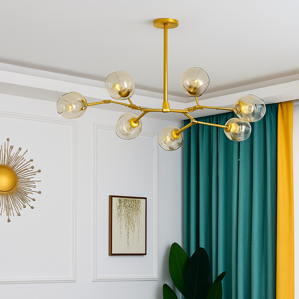 Lustre LED Beans Design Métal & Verre