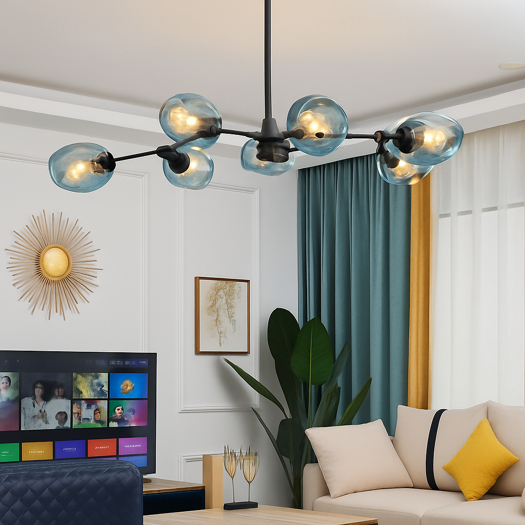 Lustre LED Beans Design Métal & Verre
