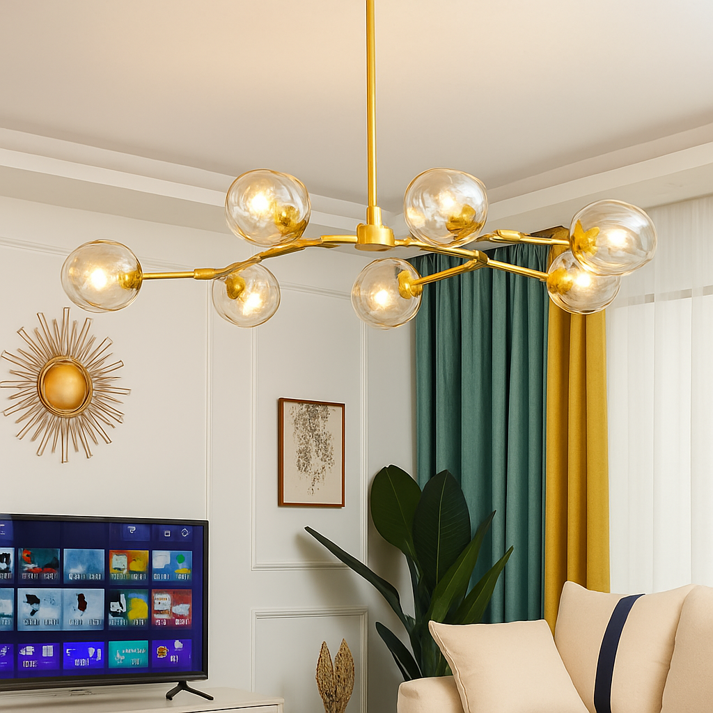 Lustre LED Beans Design Métal & Verre