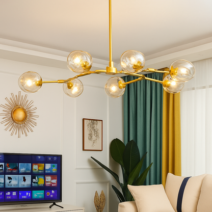 Lustre LED Beans Design Métal & Verre