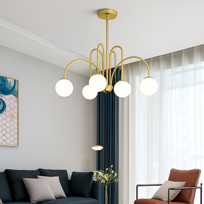 Lustre Design LED Doré Branches Métal & Verre