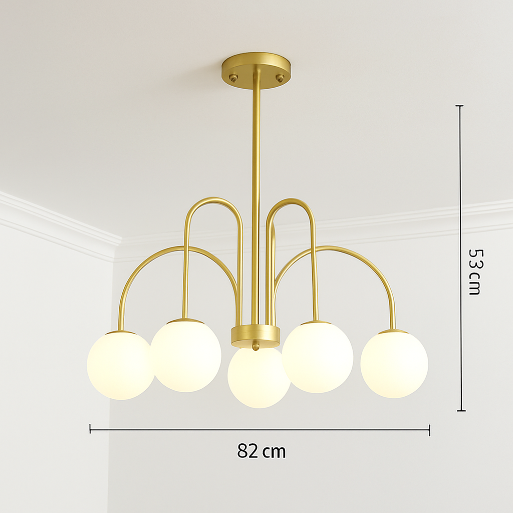 Lustre Design LED Doré Branches Métal & Verre