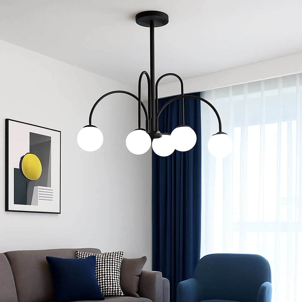 Lustre Design LED Doré Branches Métal & Verre
