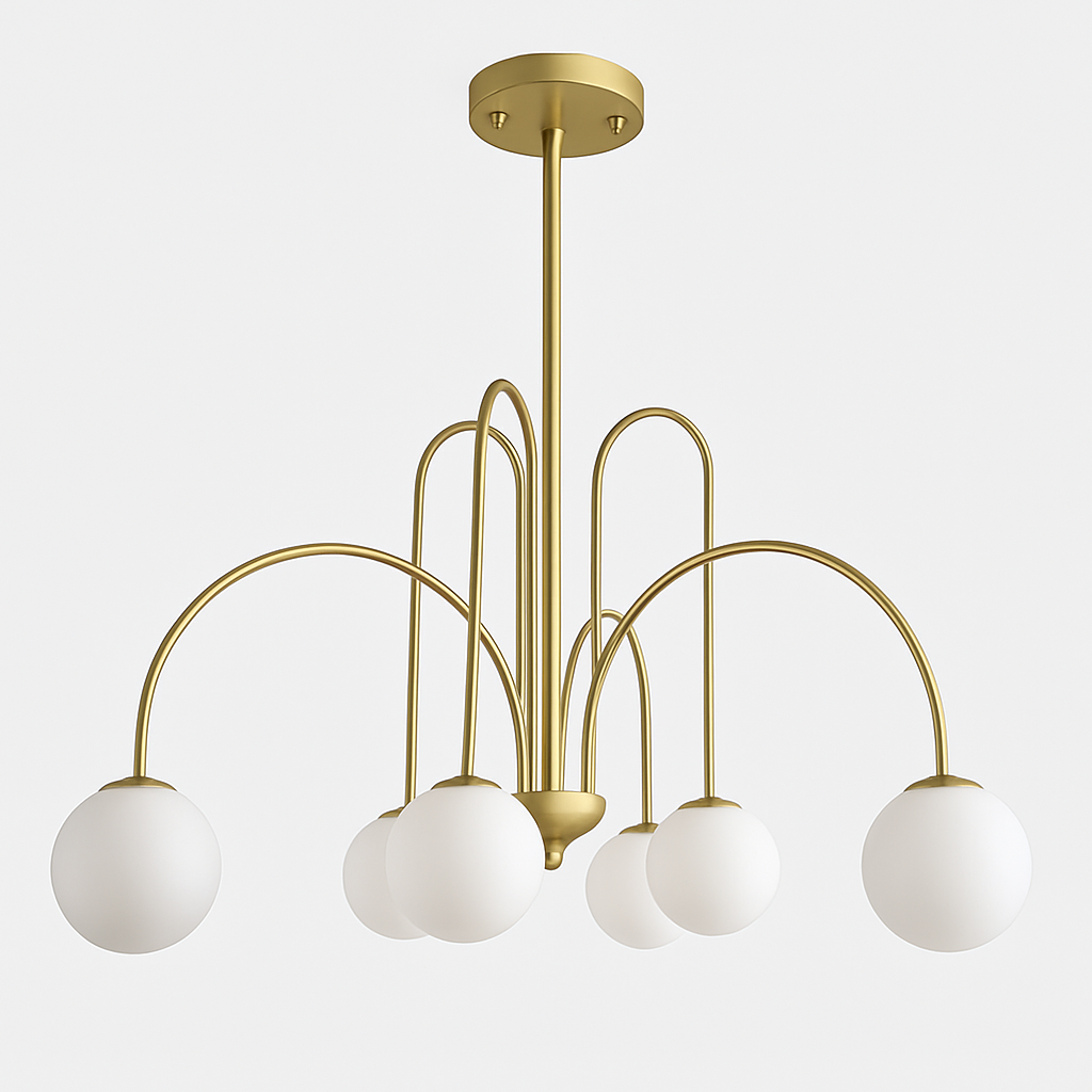 Lustre Design LED Doré Branches Métal & Verre