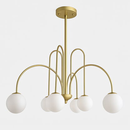 Lustre Design LED Doré Branches Métal & Verre